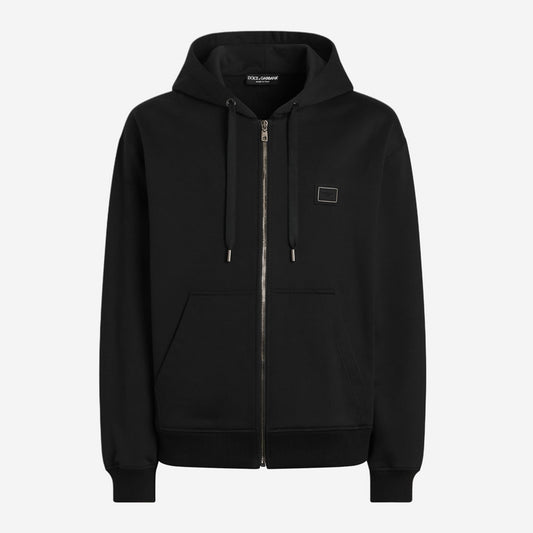 Dolce & Gabbana New Plate Cotton Hooded Zip Sweatshirt