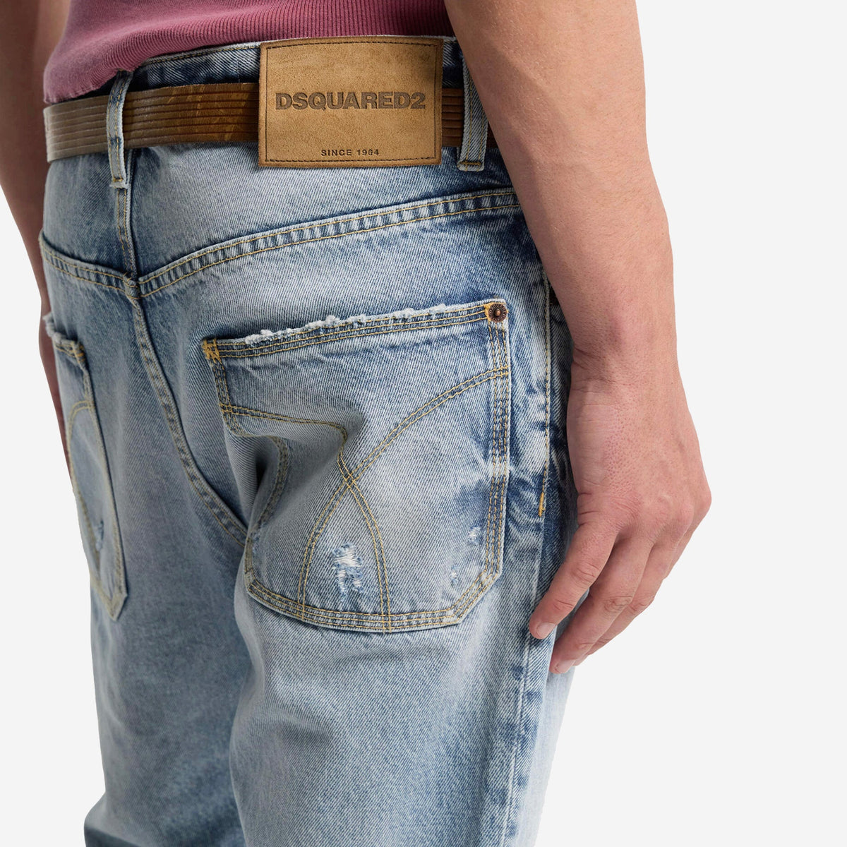 DSquared2 Light Diagonale Wash Teddy Jeans
