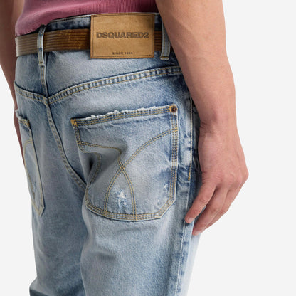 DSquared2 Light Diagonale Wash Teddy Jeans