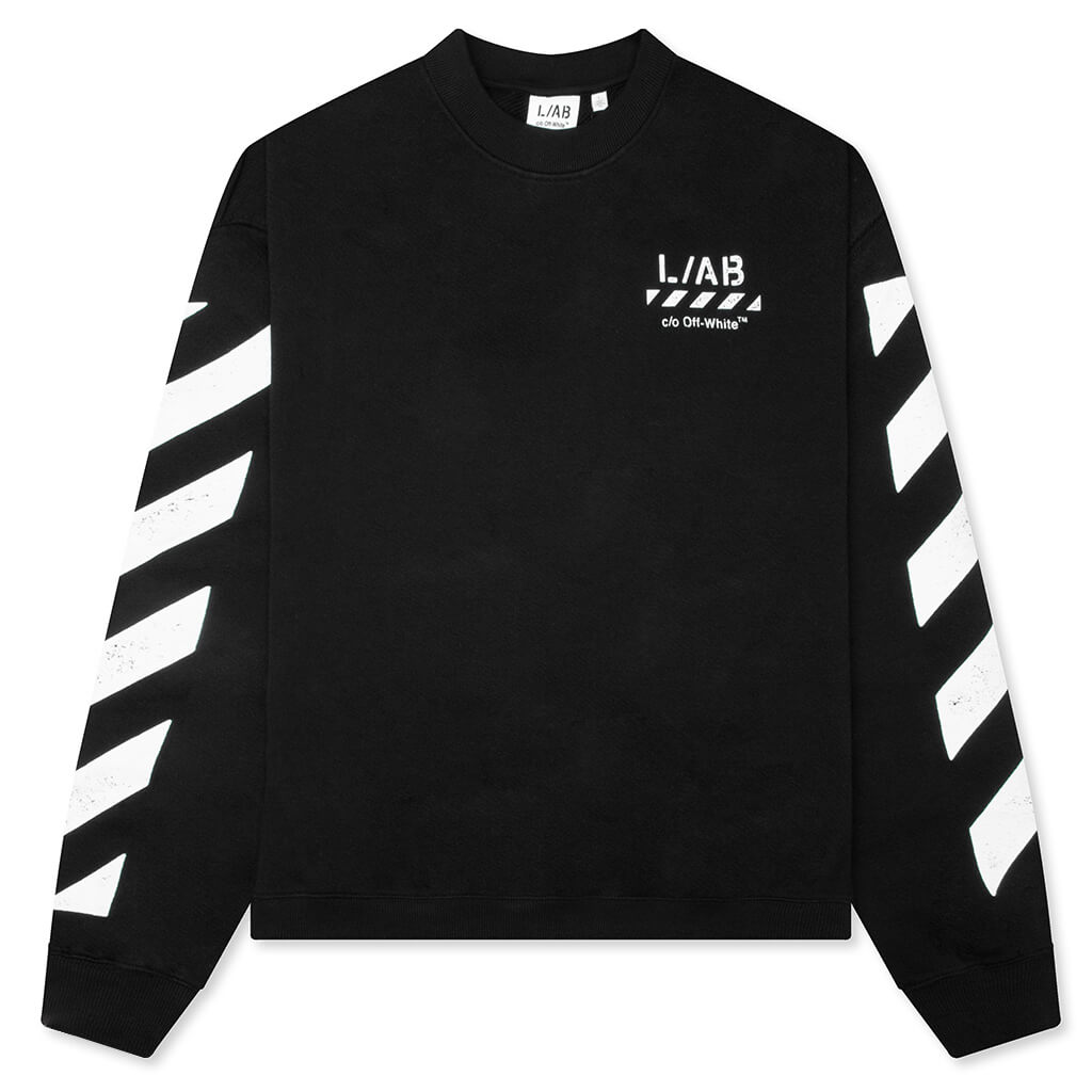 Diagonal Crewneck Sweatshirt - Black