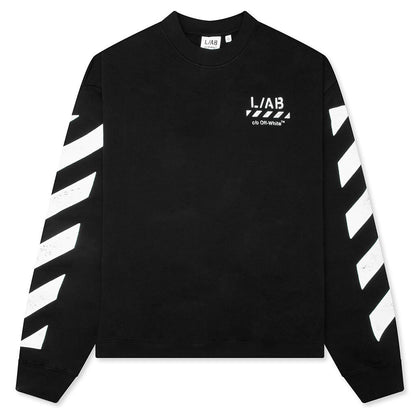 Diagonal Crewneck Sweatshirt - Black