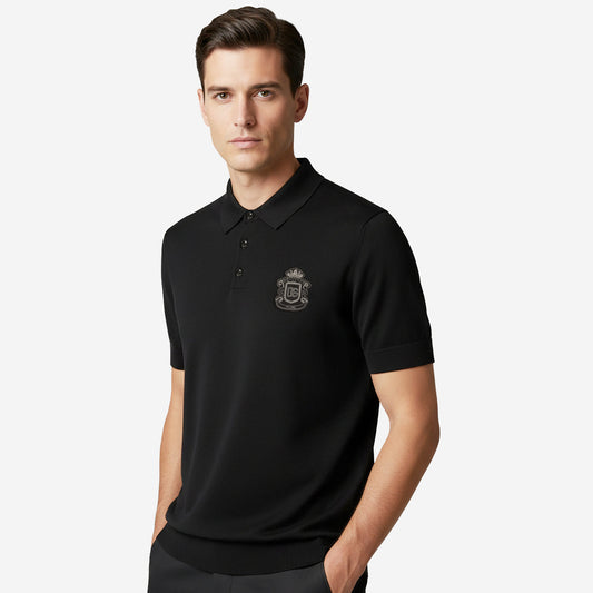 Dolce & Gabbana Heraldic Patch Cotton Knitwear Polo Shirt