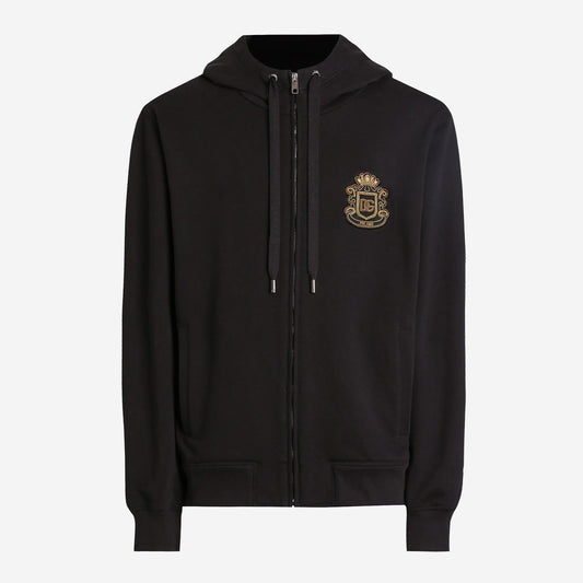 Dolce & Gabbana Heraldic Patch Zip Hoodie Sweatshirt