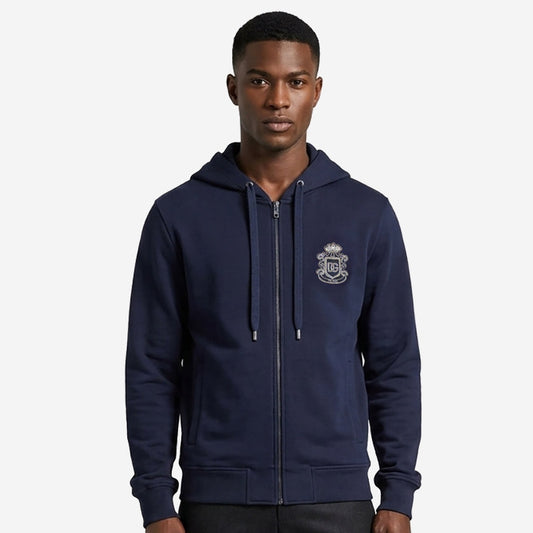 Dolce & Gabbana Heraldic Patch Zip Hoodie Sweatshirt