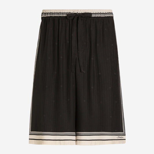 Dolce & Gabbana Logo And Stripe-Print Vanity Silk Bermuda Shorts