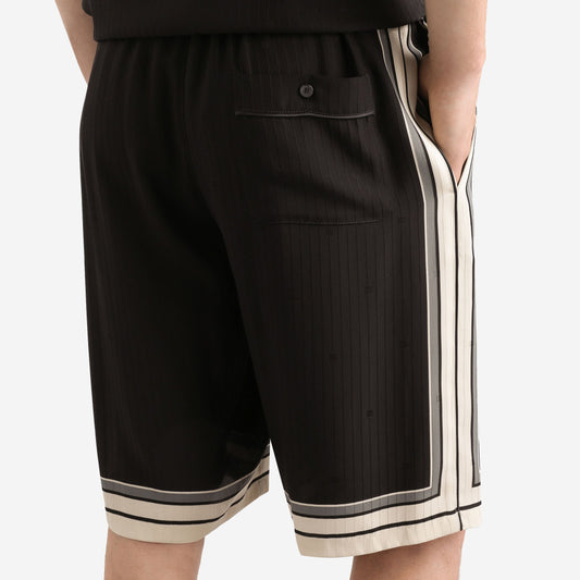 Dolce & Gabbana Logo And Stripe-Print Vanity Silk Bermuda Shorts
