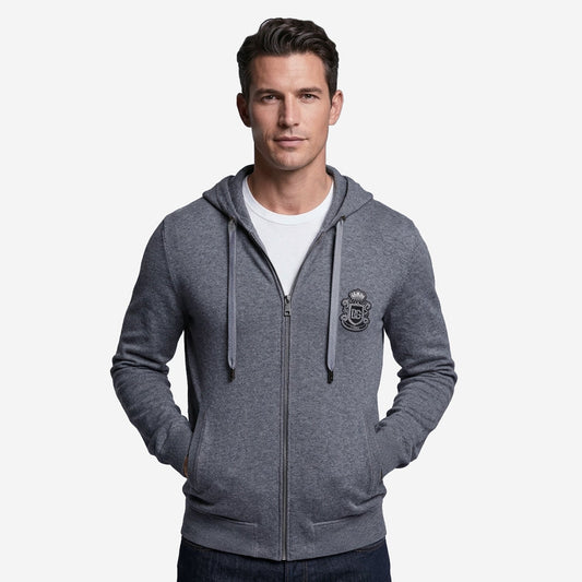 Dolce & Gabbana Heraldic Patch Zip Hoodie Sweatshirt