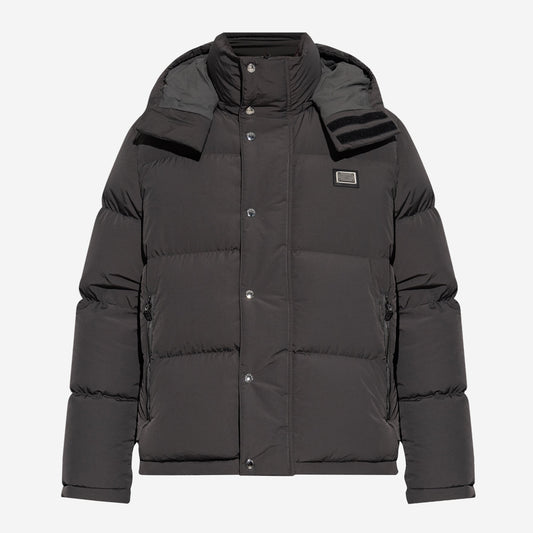 Dolce & Gabbana Hooded Plaque Puffa Jacket