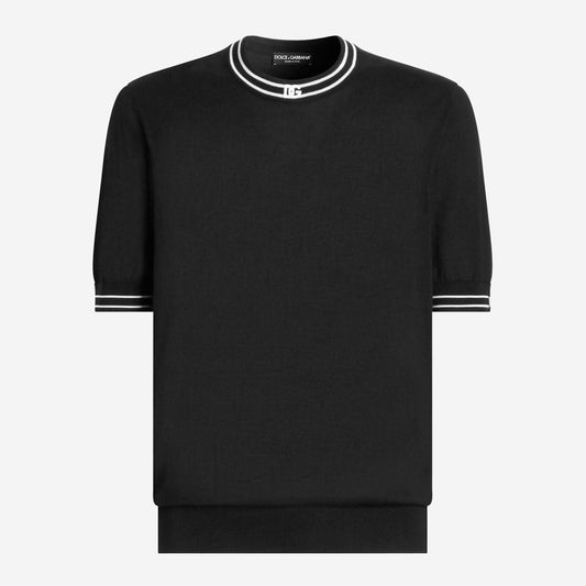 Dolce & Gabbana Silk Knit Short Sleeve Silk Pullover