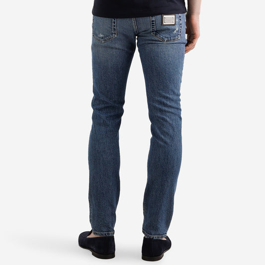 Dolce & Gabbana Distressed Skinny-Fit Stretch Cotton Jeans