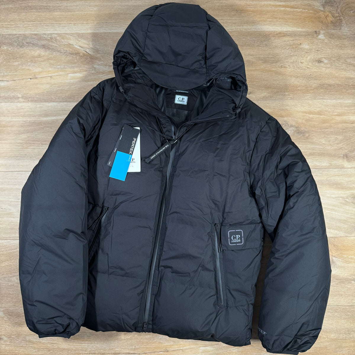 CP Company Metropolis Pertex Down Jacket in Black Castmark