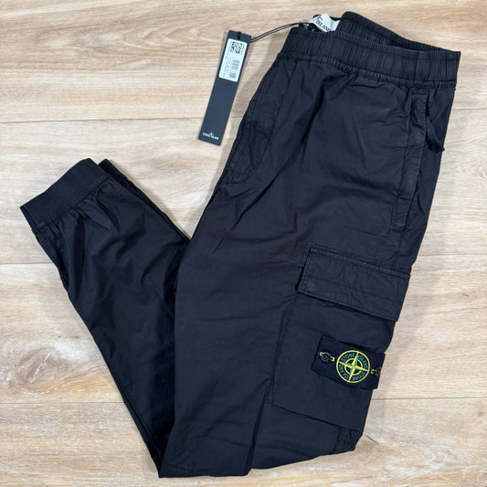 Stone Island Stretch Cotton Tela Cargo Pants in Black Castmark