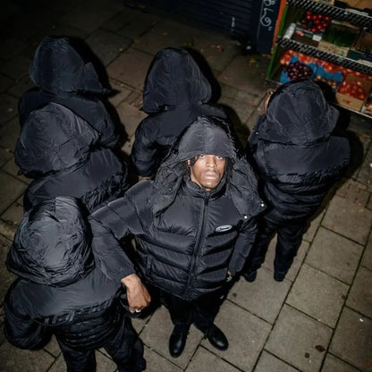 Trapstar Hyperdrive Detachable Hooded Puffer Jacket - Black/Lime