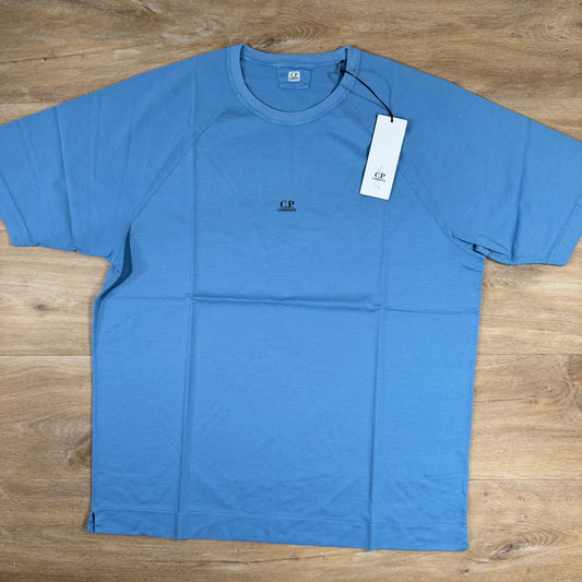 CP Company Micronet Jersey Raglan Logo T-Shirt in Pacific Coast - Light Blue Castmark