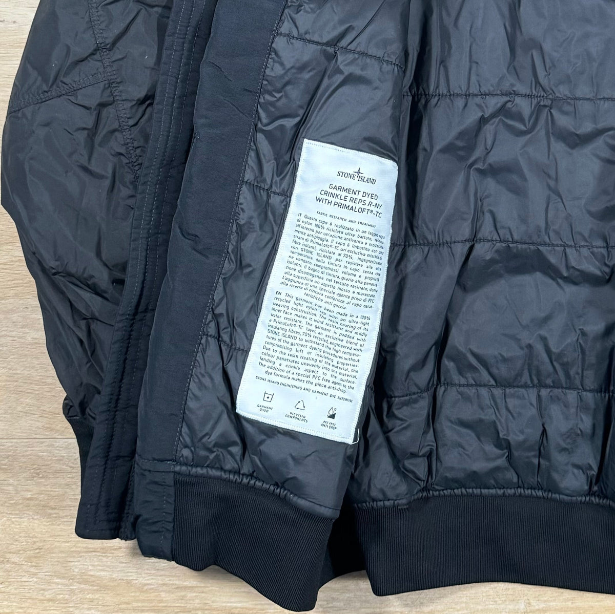 Stone Island Crinkle Reps R-NY Primaloft T-C Jacket in Black Castmark