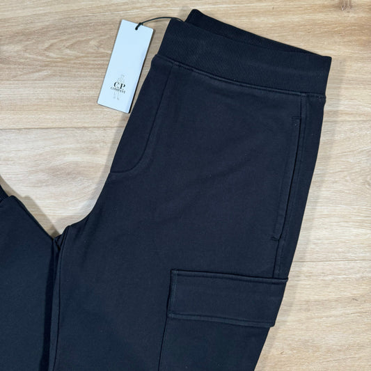 CP Company Diagonal Raised Fleece Lens Sweatpants in Black Castmark