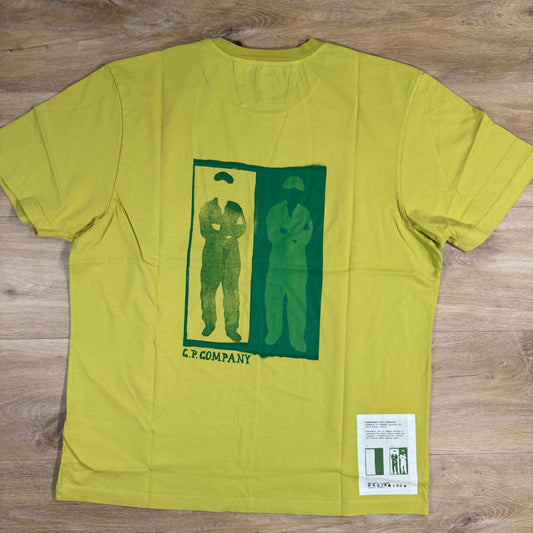 CP Company 24/1 Jersey Logo T-Shirt in Cress Green - Yellow Castmark