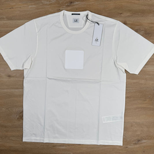 CP Company Metropolis Series Rubberized Logo T-Shirt in Gauze White Castmark