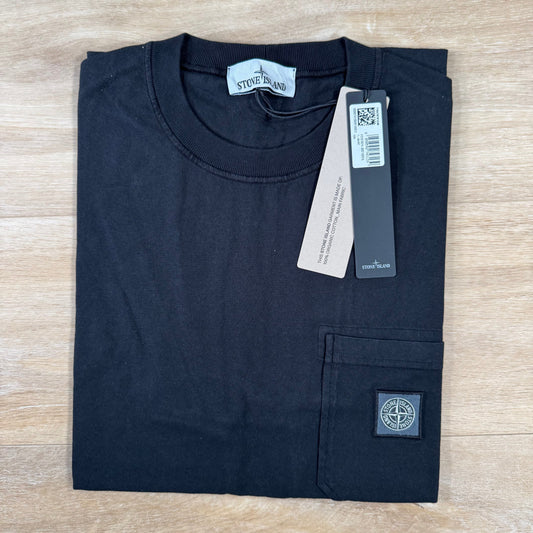 Stone Island Organic Cotton Fissato Effect T-Shirt in Black Castmark
