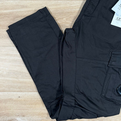 CP Company Stretch Cargo Trousers in Black Castmark