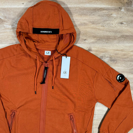 CP Company Diagonal Raised Zipped Lens Hoodie in Bombay Brown Castmark