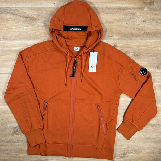 CP Company Diagonal Raised Zipped Lens Hoodie in Bombay Brown Castmark