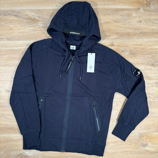 CP Company Diagonal Raised Zipped Lens Hoodie in Navy Castmark