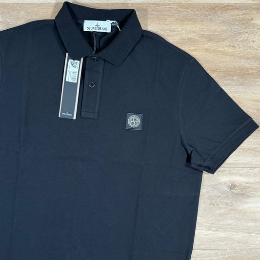 Stone Island Organic Cotton Pique Polo Shirt in Black Castmark