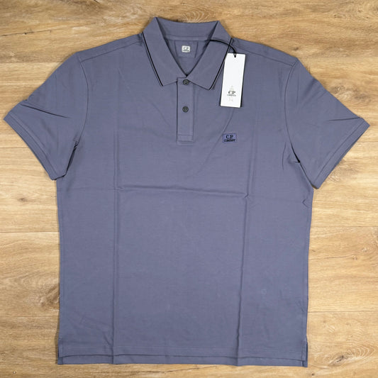 CP Company Stretch Piquet Striped Collar Polo Shirt in Lavender Violet Castmark