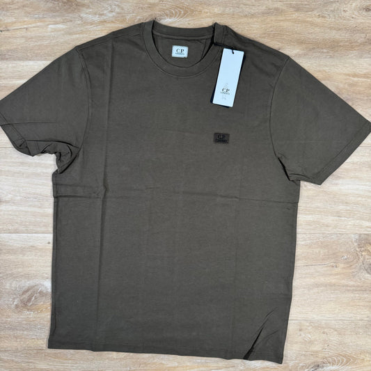 CP Company 30/1 Jersey Logo Patch T-Shirt in Ivy Green Castmark