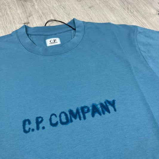 CP Company Printed T-Shirt - Aegean Blue Castmark