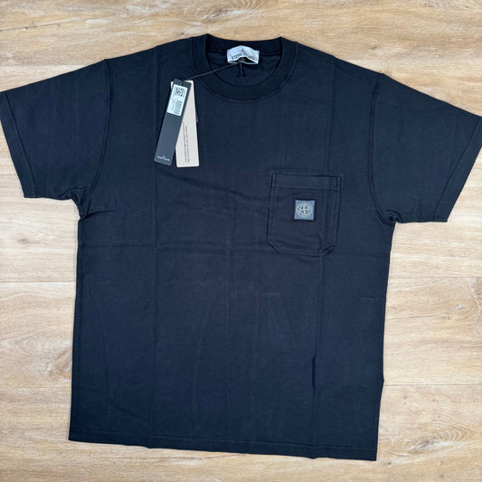 Stone Island Organic Cotton Fissato Effect T-Shirt in Black Castmark