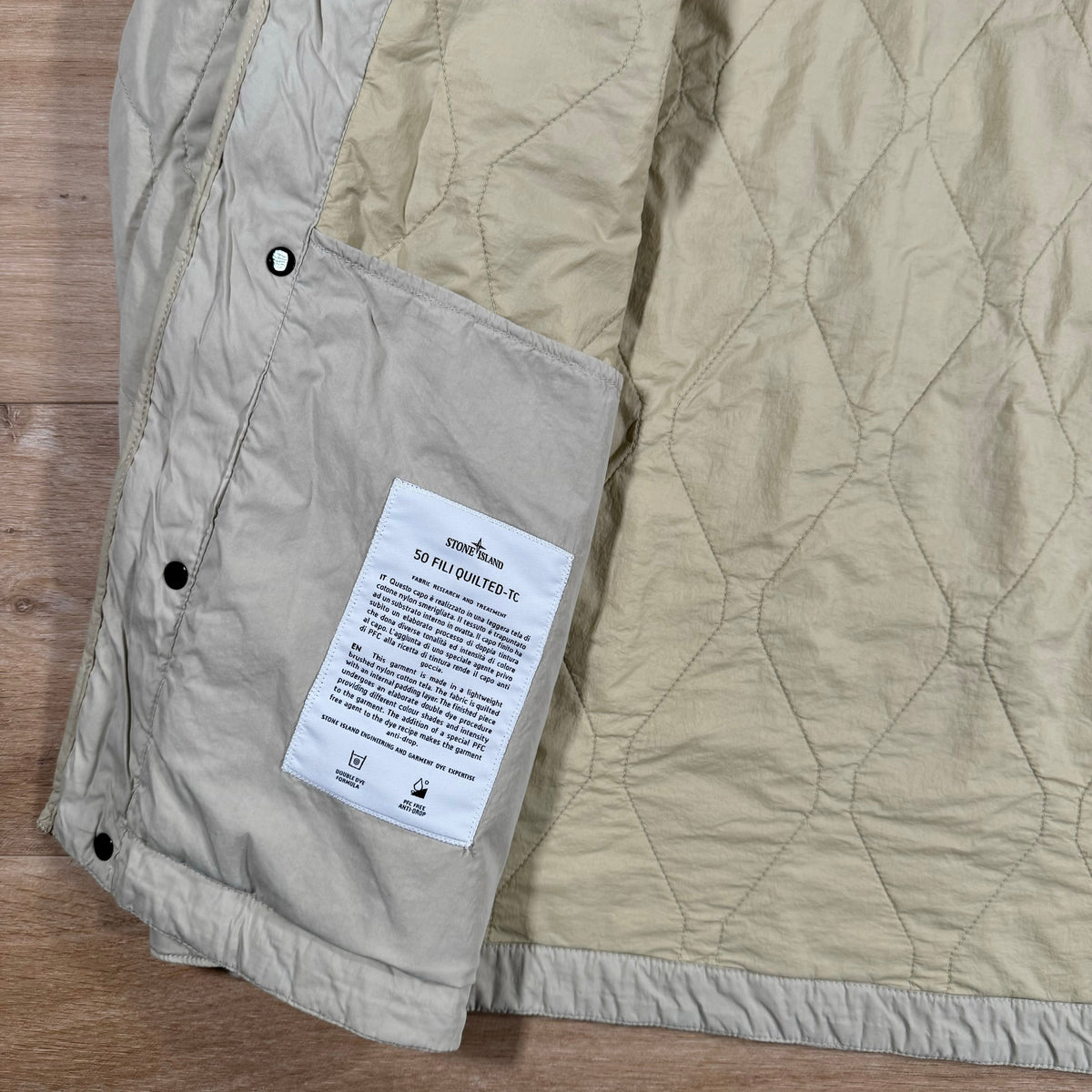 Stone Island 50 Fili Nylon Overshirt in Plaster Castmark
