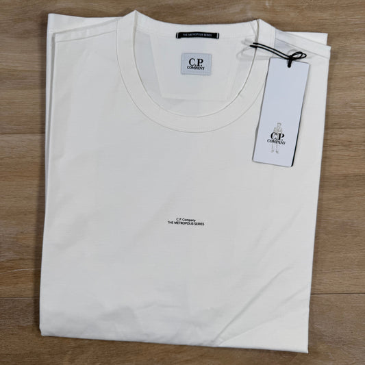 CP Company Metropolis Series Printed Logo T-Shirt in Gauze White Castmark