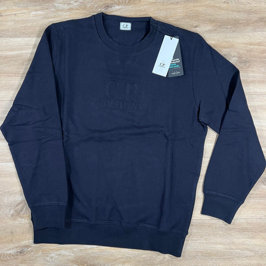 CP Company Diagonal Raised Logo Sweatshirt in Navy Castmark