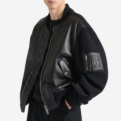 Givenchy Leather And Wool Cocoon Bomber Jacket