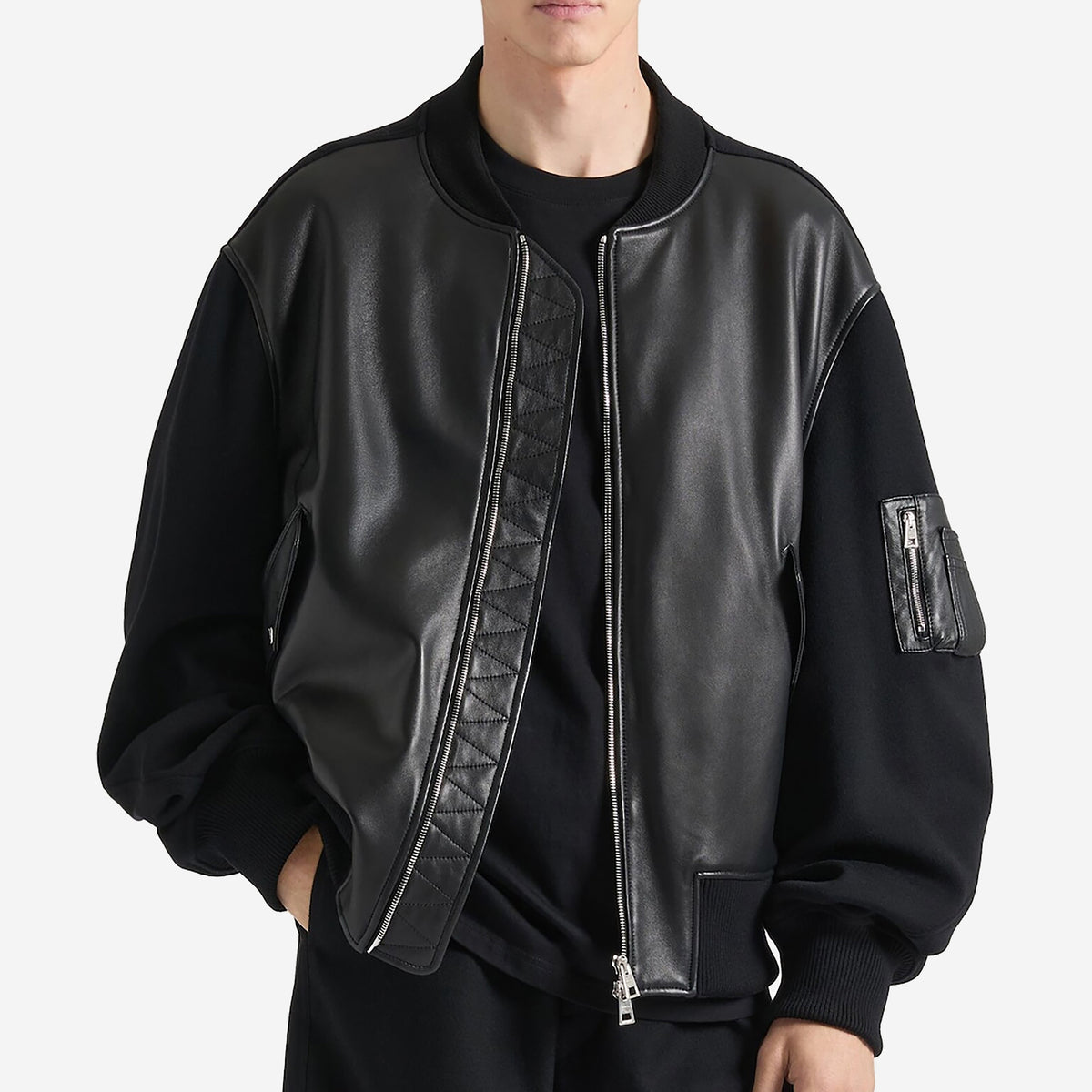 Givenchy Leather And Wool Cocoon Bomber Jacket