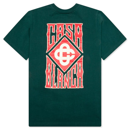 Gothic Stacked Logo Screen Printed T-Shirt - Green