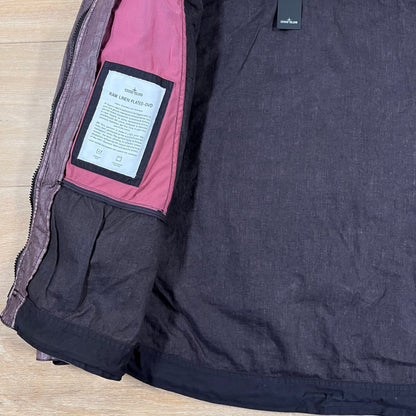 Stone Island Raw Linen Plated-OVD Jacket in Burgundy Castmark
