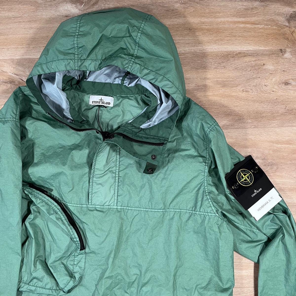 Stone Island Membrana 3L TC Anorak Jacket in Mint Castmark