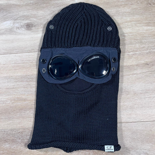 CP Company Merino Wool Goggle Balaclava in Black Castmark