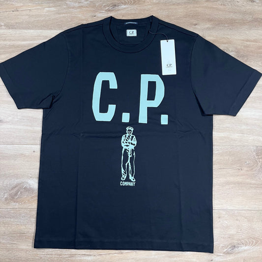 CP Company Mercerized 30/2 Jersey Sailor T-Shirt in Black Castmark