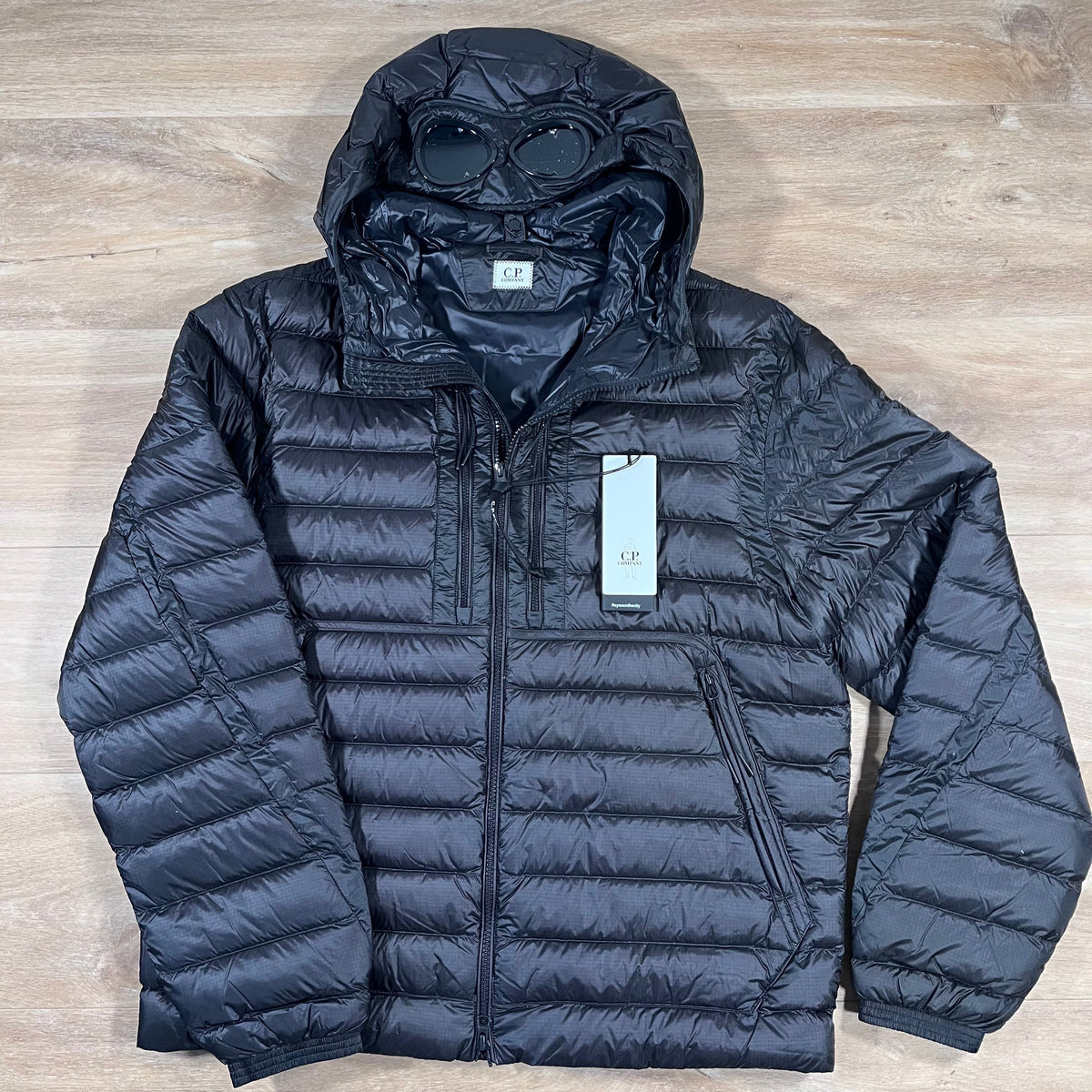 CP Company DD Shell Goggle Down Jacket in Black Castmark