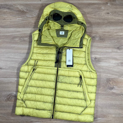 CP Company DD Shell Goggle Down Gilet in Green Sheen - Yellow Castmark