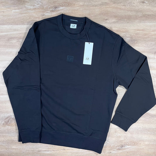 CP Company Metropolis Crewneck Fleece Sweatshirt in Black Castmark