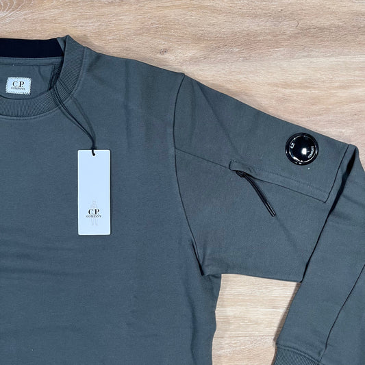 CP Company Diagonal Raised Fleece Crewneck Lens Sweatshirt in Dark Shadow Castmark