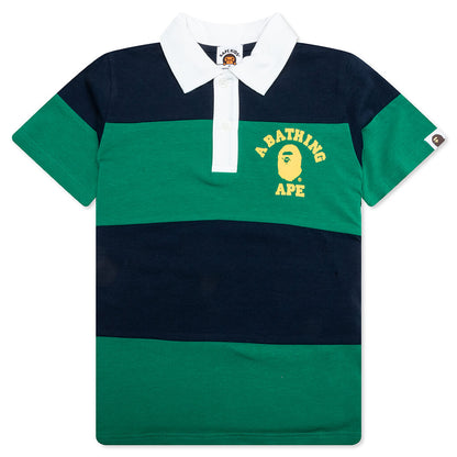 Kid's College Panel Stripe Polo Shirt - Navy