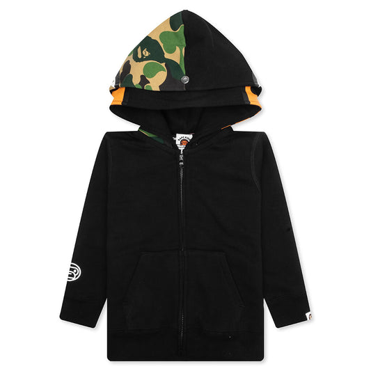 Kid's Milo Shark Zip Double Hoodie - Black