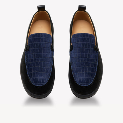 Lanvin Cruiser Croc Suede Moccasins