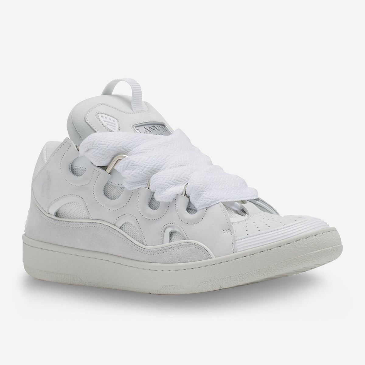 Lanvin White Leather Curb Sneakers